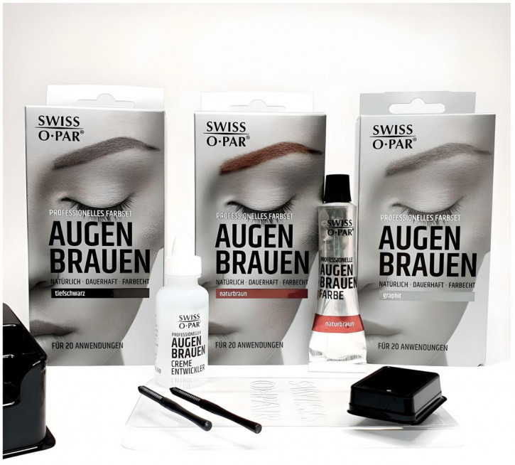 Augenbrauen Farbe Swiss O Par, Professionelles und DIY Augenbrauen-Farbset für mindestens 20 Anwendungen